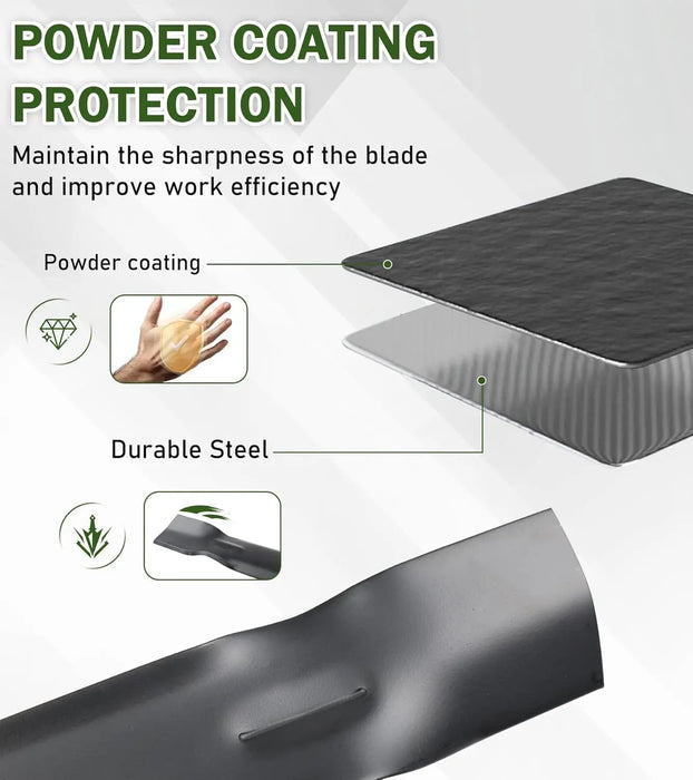 GY20852 3Pcs Mower Blades Set Fit for Most 48 Inch John Deere Lawn Mowers 145 155C D140 D150 D160 LA130 LA140 LA145 Replaces Lawn Mower Parts OEM #'s AM141035, GX21784, GX21786-5