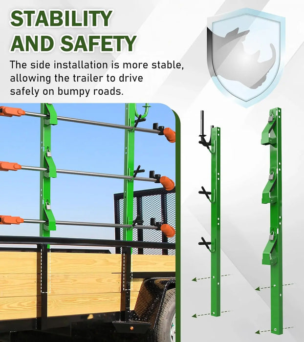 Weed Eater Rack for Trailer Trimmer Rack Mount on Open Trailer Holder Lawn Equipment Rack for Landscape Truck 3 Place Weedeater Rack Landscape Trailer Accessories-5
