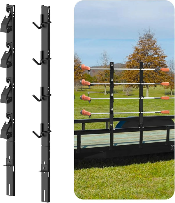  4 Place Weed Eater Racks for Open/Enclosed Trailers Weedeater Rack for Trailer Landscape Trimmer Rack Truck Holder Lawn Equipment Accessories w/Lock-8