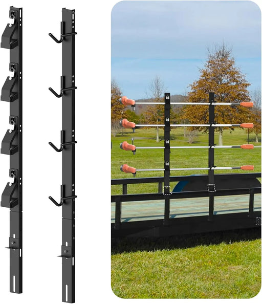 4 Place Weed Eater Racks for Open Trailers Weedeater Rack Trimmer Rack for Trailer Landscape Truck Holder Lawn Equipment Accessories w/Lock-1