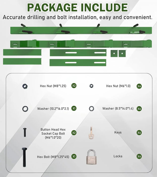 4 Place Weedeater Rack for Open Trailers Trimmer Rack Weed Eater Racks for Trailer Landscape Truck Holder Lawn Equipment Accessories w/Lock-3
