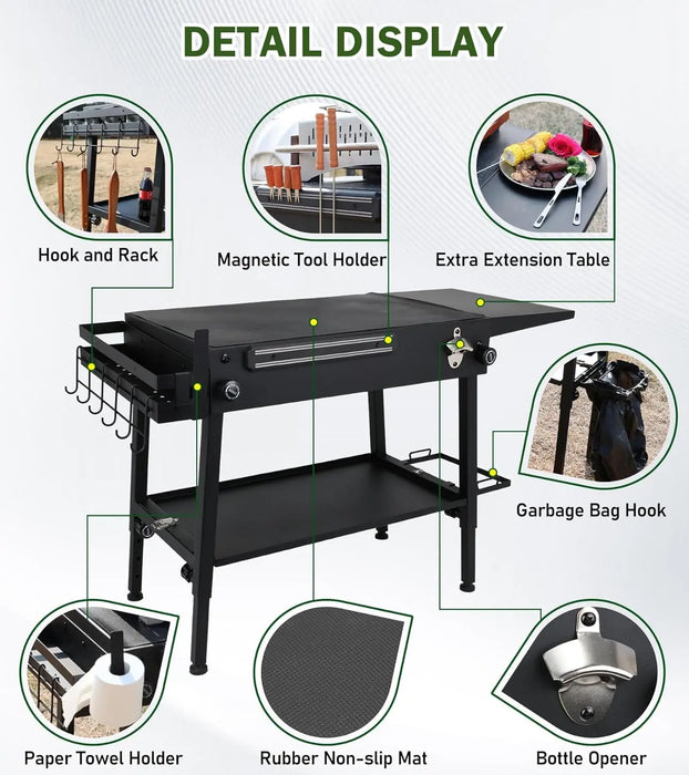 Griddle Stand With Wheels Portable Outdoor Grill Table Fit for Blackstone 17 Inch Or 22 Inch Griddle Foldable Cart Table Suitable for Travel/Camping and Outdoor Meals-4