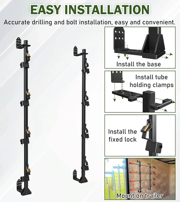  4 Place Weedeater Rack for Open/Enclosed Trailers Trimmer Rack for Trailer Landscape Truck Holder Lawn Equipment Accessories Weed Eater Racks w/Lock-6