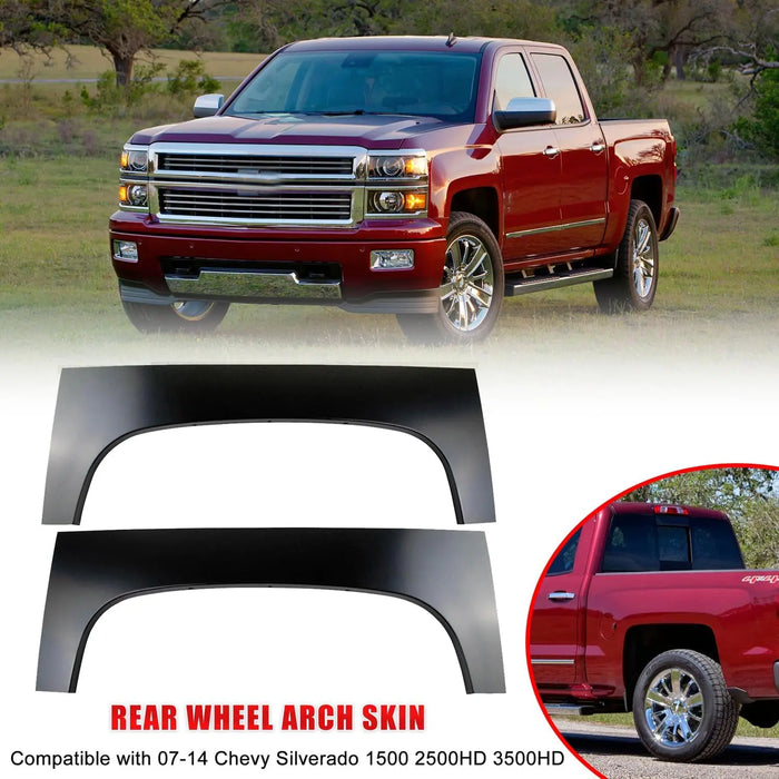 Truck Bed Upper Rear Wheel Arch Skin Repair Quarter Panels Fit for 2007-2013 Chevy Silverado 1500 2500HD Pickup 2 Pcs Black-6