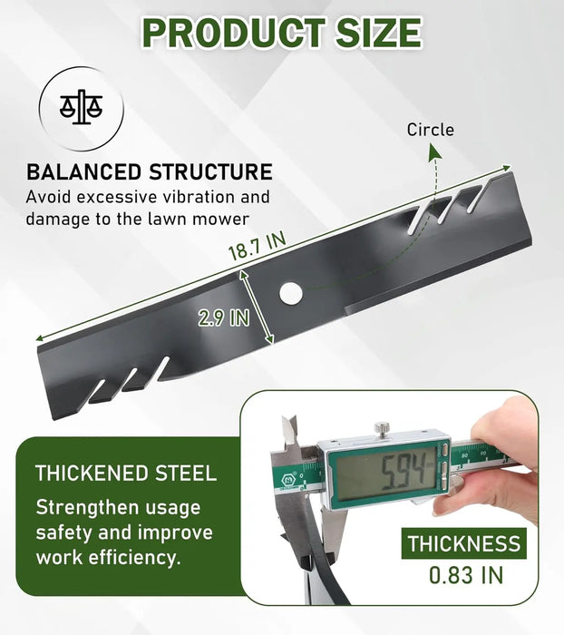 3 Mower Blade Mulching Blades Set Fit for 54 in John Deere M143520, M145516, M152726, Lawn Mower Parts, Black-4