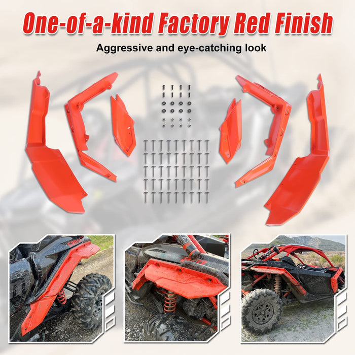 Extended X3 Fender Flares Red Finish Mud Guards