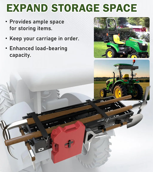 Universal Tractor Tool Box Tray with Bracket 46.5x15.6x5.7 Inch Extra Large Aluminum Tractor Tool Basket 180 LB Capacity Carrier for Farmers Landscapers Ranchers-2