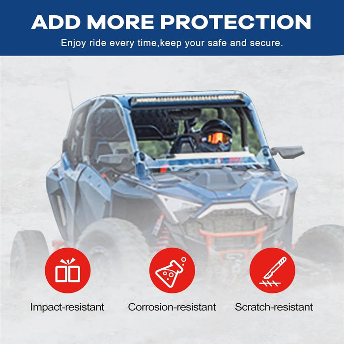 RZR Front Half Windshield - Clear Windscreen - Low Profile - Fits Polaris RZR PRO XP/XP 4 2020+, PRO R/R 4 2022+, TURBO R/4 2022+-3