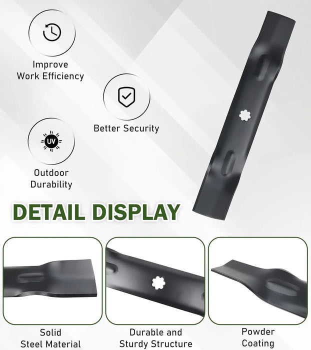 GY20852 3Pcs Mower Blades Set Fit for Most 48 Inch John Deere Lawn Mowers 145 155C D140 D150 D160 LA130 LA140 LA145 Replaces Lawn Mower Parts OEM #'s AM141035, GX21784, GX21786-3