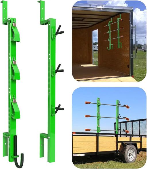 3 Place Weedeater Rack for Open/Enclosed Trailers Trimmer Rack Weed Eater Rack for Trailer Landscape Truck Holder Lawn Equipment Accessories W/Lock-1