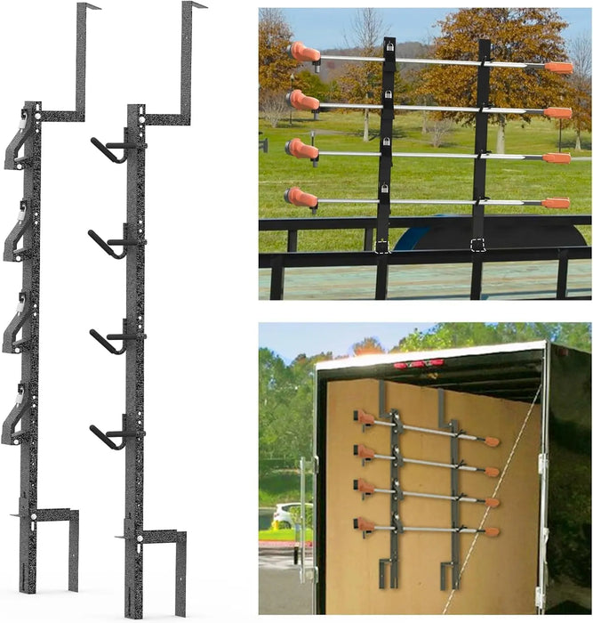  4 Place Weed Eater Racks for Open/Enclosed Trailers Weedeater Rack for Trailer Landscape Trimmer Rack Truck Holder Lawn Equipment Accessories w/Lock-1
