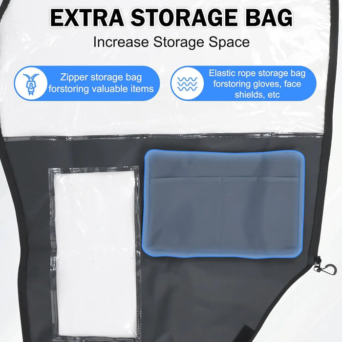 UTV Cab Enclosure Soft Full Cab Cover Compatible with Kawasaki Mule 600 610 610 4x4 XC (2015 & Older), Weatherproof Black with Zippered Windows Rear Panel, Durable All-Weather Protection-2