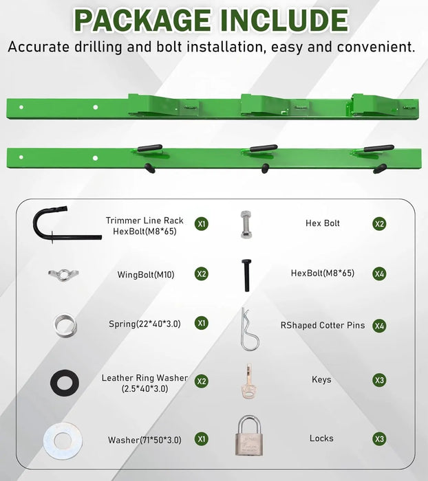 Weed Eater Rack for Trailer Trimmer Rack Mount on Open Trailer Holder Lawn Equipment Rack for Landscape Truck 3 Place Weedeater Rack Landscape Trailer Accessories-7