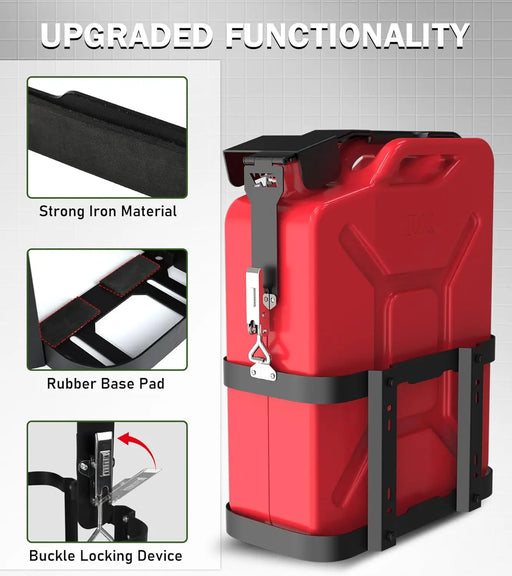  Gas Can Holder 5 Gallon / 20 Liter Steel Jerry Can Mount Brackets Fit for Water Container Lockable Mounting Bracket for Camping, RV, and Overlanding-2