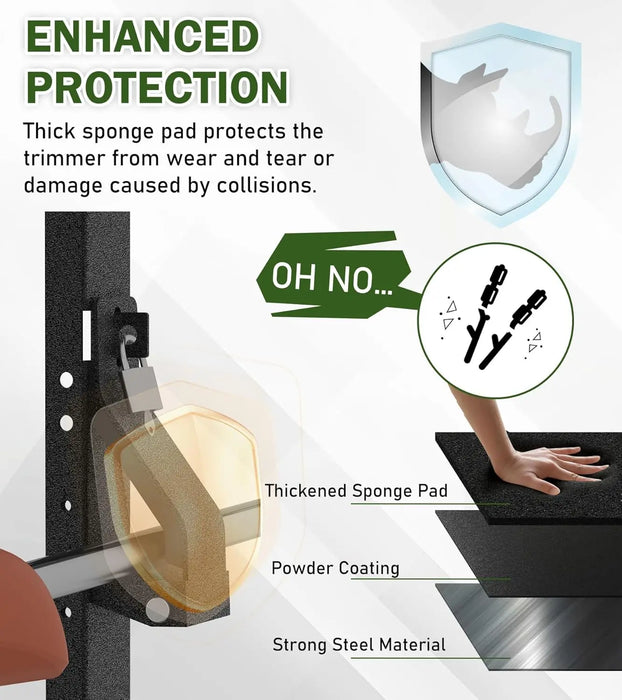  4 Place Weed Eater Racks for Open/Enclosed Trailers Weedeater Rack for Trailer Landscape Trimmer Rack Truck Holder Lawn Equipment Accessories w/Lock-3