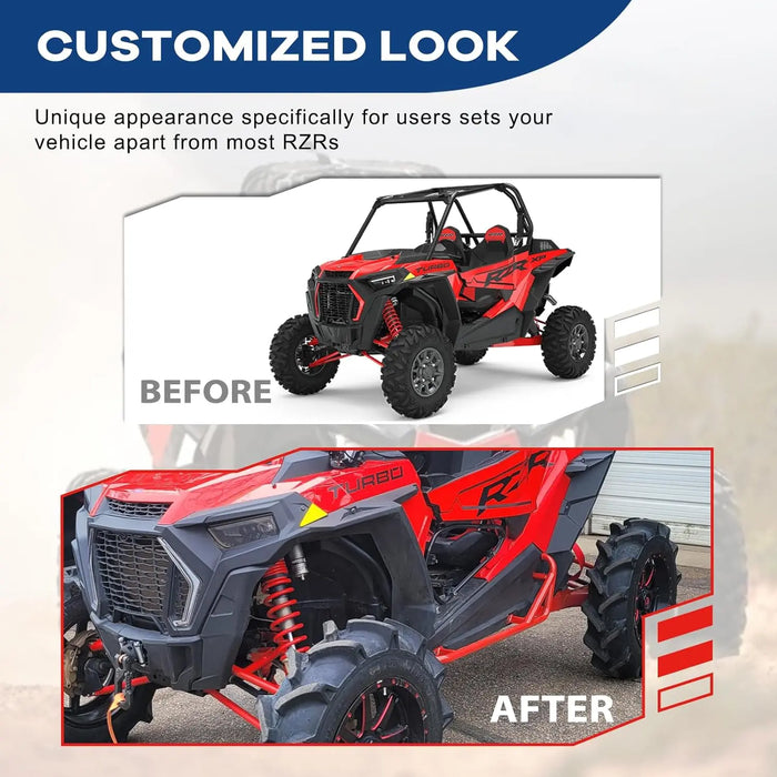 Red RZR Rock Sliders Nerf Bars with Bolts Side Step Tree Kickers Fit for 2014-2023 Polaris RZR 900 Trail, 900S, 1000S, 1000XP, Turbo - 2 Seaters-2