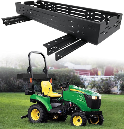 Universal Tractor Tool Box Tray with Bracket 46.5x15.6x5.7 Inch Extra Large Aluminum Tractor Tool Basket 180 LB Capacity Carrier for Farmers Landscapers Ranchers-1