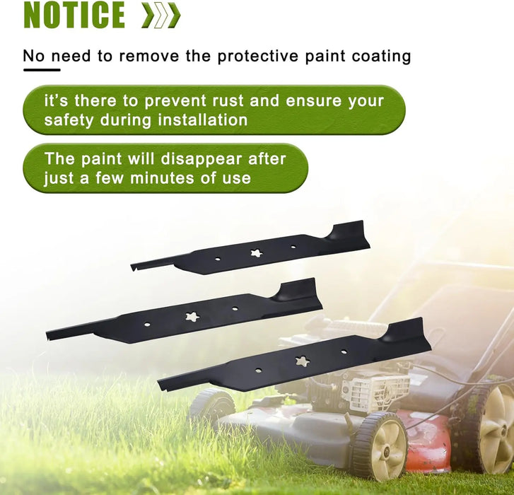 187256 3pcs Lawn Mower Blades with 54" Deck Fit for Craftsman Husqvarna Poulan Mowers Replaces OEM 187254 574292401 532187254 532187256-7