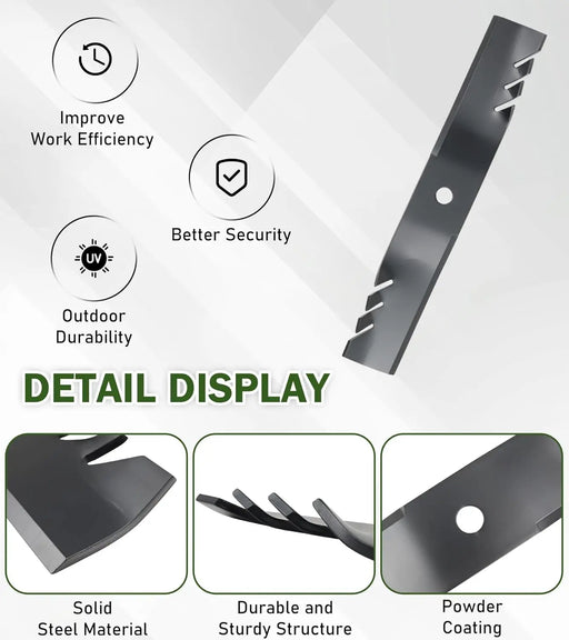 3 Mower Blade Mulching Blades Set Fit for 54 in John Deere M143520, M145516, M152726, Lawn Mower Parts, Black-2