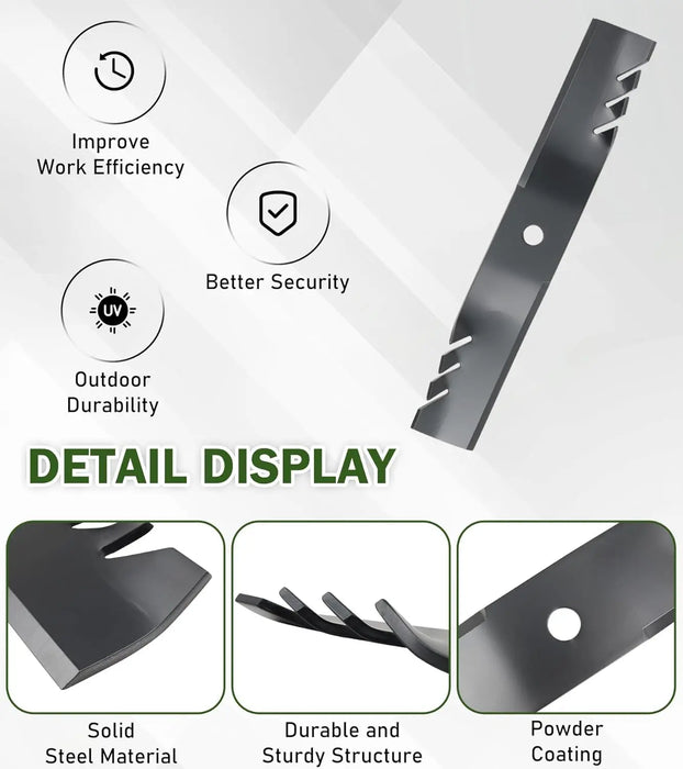 3 Mower Blade Mulching Blades Set Fit for 54 in John Deere M143520, M145516, M152726, Lawn Mower Parts, Black-2