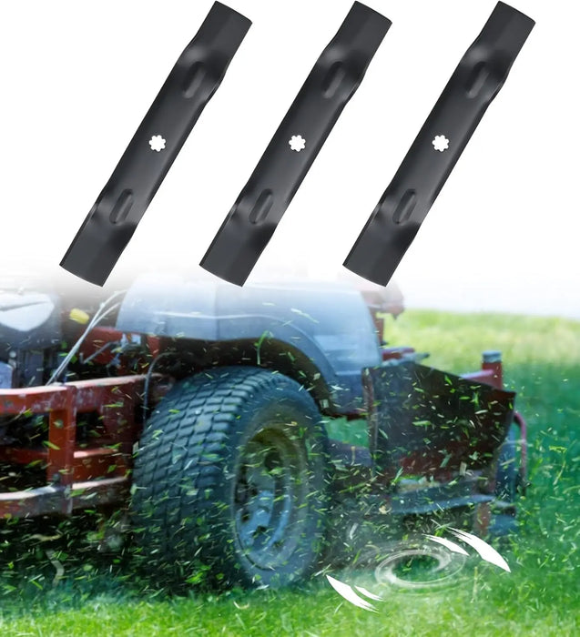 GY20852 3Pcs Mower Blades Set Fit for Most 48 Inch John Deere Lawn Mowers 145 155C D140 D150 D160 LA130 LA140 LA145 Replaces Lawn Mower Parts OEM #'s AM141035, GX21784, GX21786-9