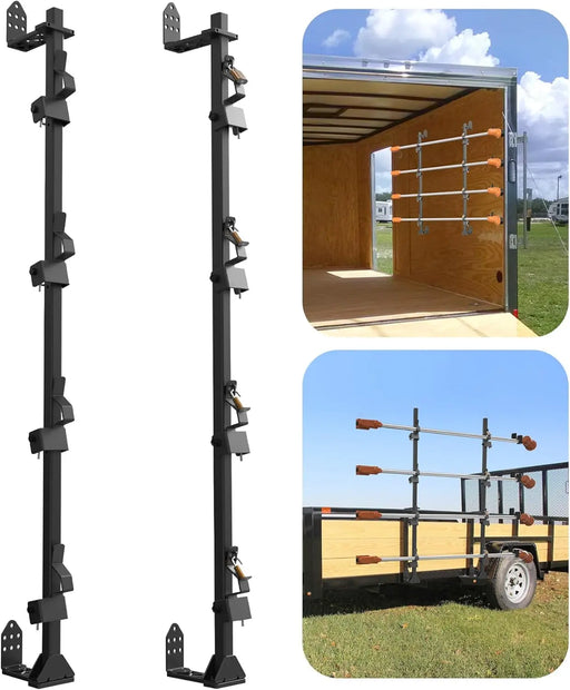  4 Place Weedeater Rack for Open/Enclosed Trailers Trimmer Rack for Trailer Landscape Truck Holder Lawn Equipment Accessories Weed Eater Racks w/Lock-1