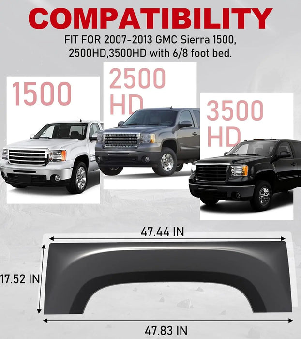 Truck Bed Rear Upper Wheel Arch Repair Skin Panel Pair Fit For 2007-2013 GMC Sierra 1500 2500HD 3500HD with 6' and 8' Bed Quarter Patch-4