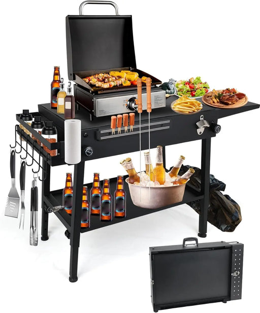 Griddle Stand With Wheels Portable Outdoor Grill Table Fit for Blackstone 17 Inch Or 22 Inch Griddle Foldable Cart Table Suitable for Travel/Camping and Outdoor Meals-1