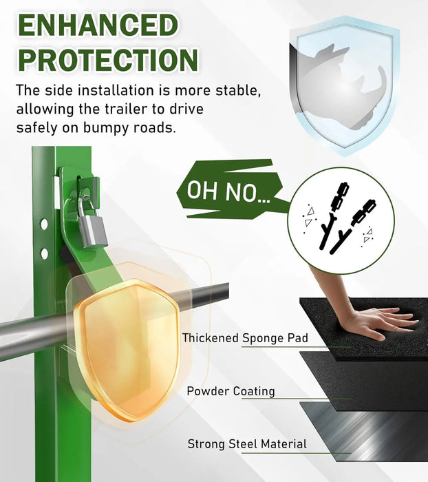 3 Place Weedeater Rack for Open/Enclosed Trailers Trimmer Rack Weed Eater Rack for Trailer Landscape Truck Holder Lawn Equipment Accessories W/Lock-4