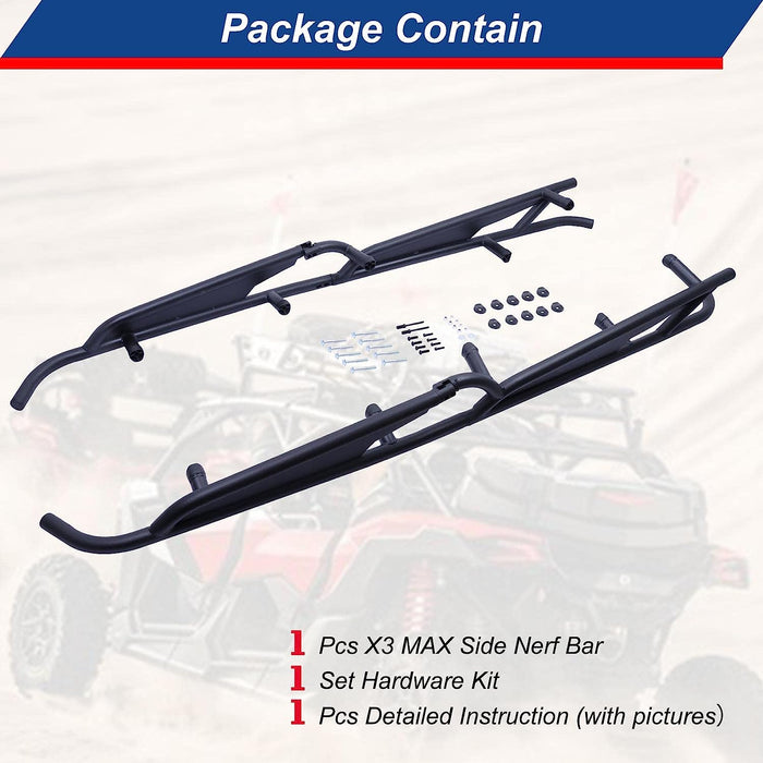 Maverick X3 Max Rock Sliders Black Side Nerf Bars OEM Style 4-Doors Tree Kickers-6