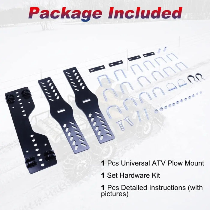 Universal Atv Snow Plow Mount Bracket with Black Powder Coating-7