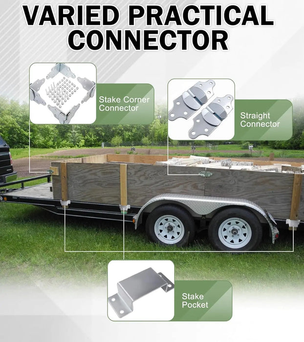 4 Sets Trailer Wood Sides Brackets Latch Rack Stake Body Gates Corner-7