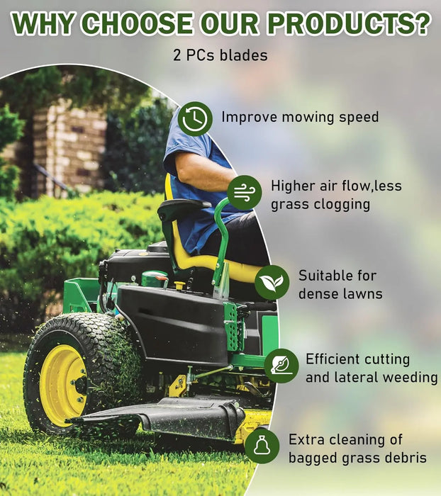 2pcs Lawn Mower Blades Mower Parts with 42" Deck Fit for Craftsman Husqvarna Poulan Mowers Replaces OEM #'s 138498,138971,532138971,PP24005,134149,532138498,532127843,Black-5