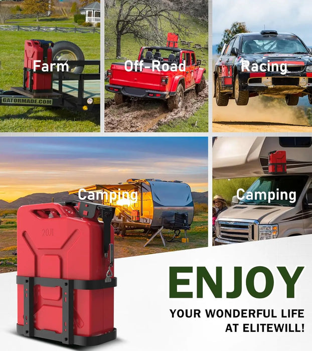  Gas Can Holder 5 Gallon / 20 Liter Steel Jerry Can Mount Brackets Fit for Water Container Lockable Mounting Bracket for Camping, RV, and Overlanding-4