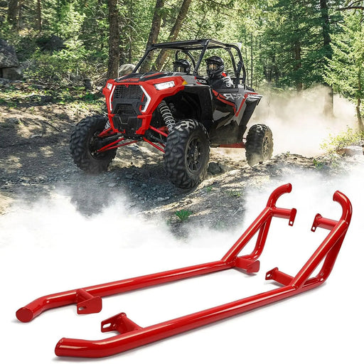 Red RZR Rock Sliders Nerf Bars with Bolts Side Step Tree Kickers Fit for 2014-2023 Polaris RZR 900 Trail, 900S, 1000S, 1000XP, Turbo - 2 Seaters-1