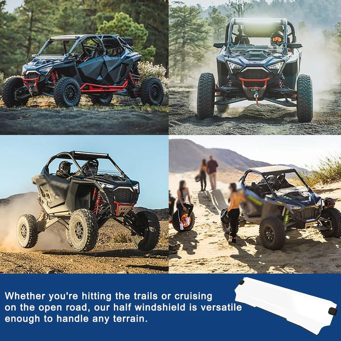 RZR Front Half Windshield - Clear Windscreen - Low Profile - Fits Polaris RZR PRO XP/XP 4 2020+, PRO R/R 4 2022+, TURBO R/4 2022+-7