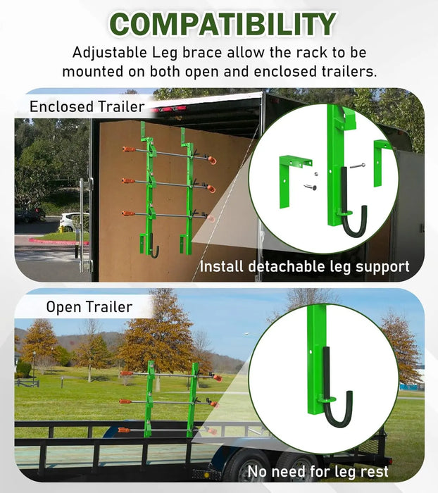 3 Place Weedeater Rack for Open/Enclosed Trailers Trimmer Rack Weed Eater Rack for Trailer Landscape Truck Holder Lawn Equipment Accessories W/Lock-3