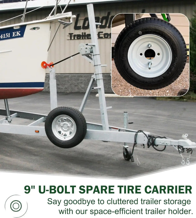 2pcs U-Bolt Spare Tire Carrier Holder Bracket for Trailer Side Mount 4 or 5 Lug Zinc Plated for Ski Boat, Fishing Boat and Sailboat Trailer-3