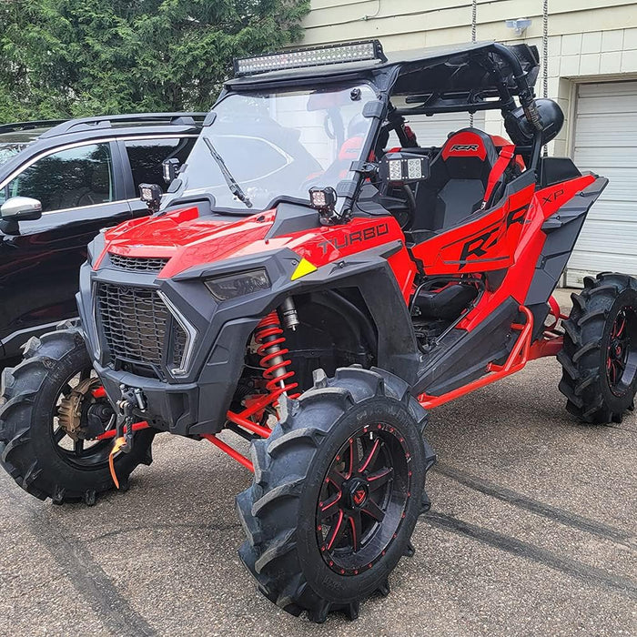 ELITEWILL RZR Nerf Bars Rock Sliders with Red Powder Coating