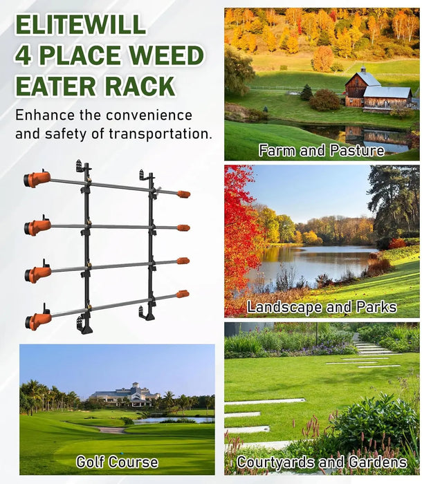  4 Place Weedeater Rack for Open/Enclosed Trailers Trimmer Rack for Trailer Landscape Truck Holder Lawn Equipment Accessories Weed Eater Racks w/Lock-5