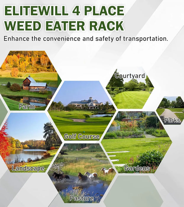 4 Place Weedeater Rack for Open Trailers Trimmer Rack Weed Eater Racks for Trailer Landscape Truck Holder Lawn Equipment Accessories w/Lock-5