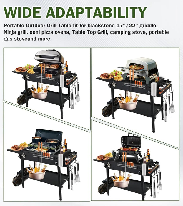 Griddle Stand With Wheels Portable Outdoor Grill Table Fit for Blackstone 17 Inch Or 22 Inch Griddle Foldable Cart Table Suitable for Travel/Camping and Outdoor Meals-8