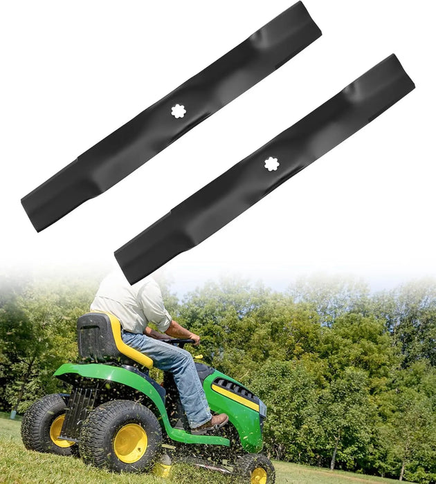 AM137327 2 Pcs Lawn Mower Blades Set Fit for 42in John Deere Mowers Lawn Mower Parts Replaces OEM #'s AM141032,M154061, Black-9