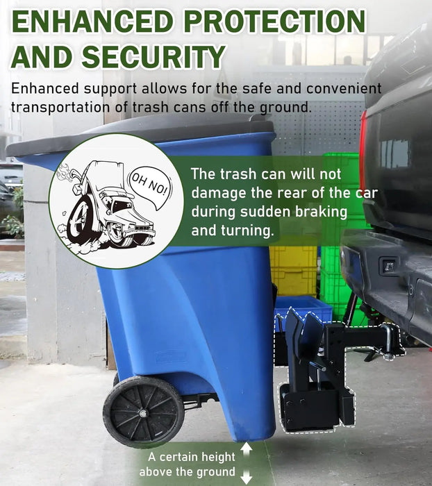  Dual Trash Can Hauler Allowing Backing-up High-Loading Garbage Can Towing Hitch Carrier Fit for Vehicle/Cars/Trucks/Golf Carts/ATV/UTV with 2" Hitch Receiver-9