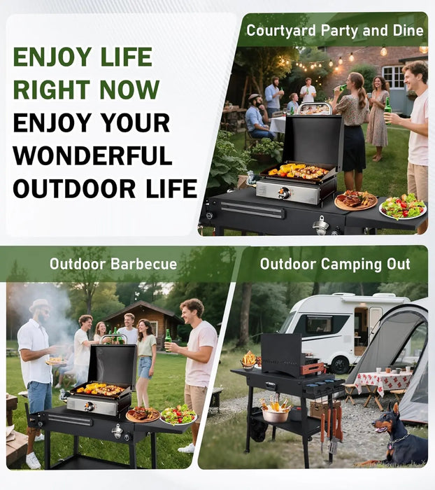 Griddle Stand With Wheels Portable Outdoor Grill Table Fit for Blackstone 17 Inch Or 22 Inch Griddle Foldable Cart Table Suitable for Travel/Camping and Outdoor Meals-6