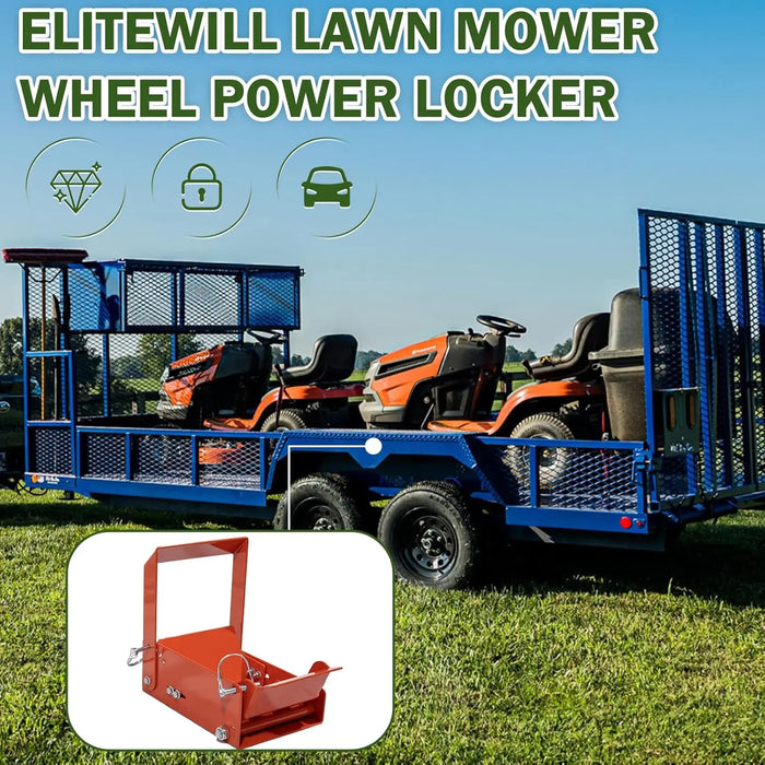 Lawn Mower Wheel Power Locker Caster Tire Lock Down to Landscape Trailer- for Tires with 7"-10" Diameter and 6.5" Width or Less-2