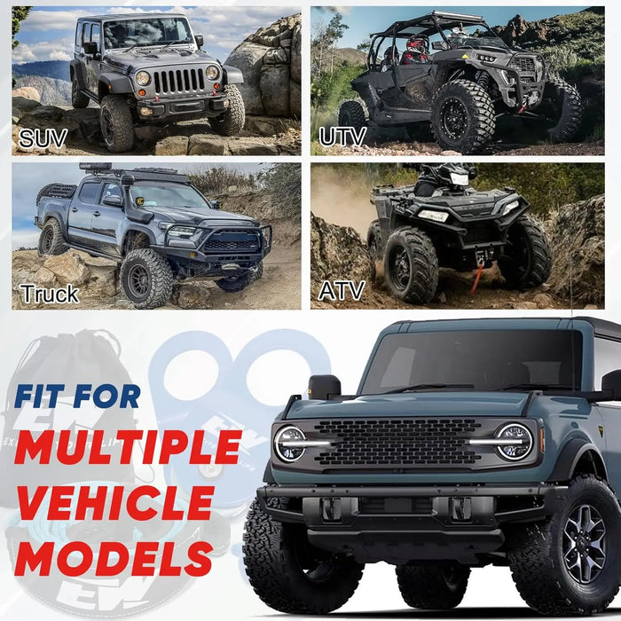 3" x8' Tree Saver Winch Towing Strap, 3/4" D Ring Shackles, 10 Ton Snatch Block Pulley and Storage Bag - Truck, SUV, ATV Offroad Recovery Gear Kit 4x4-7