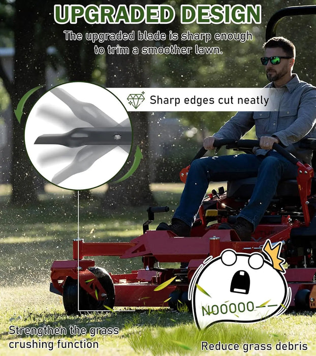 GY20852 3Pcs Mower Blades Set Fit for Most 48 Inch John Deere Lawn Mowers 145 155C D140 D150 D160 LA130 LA140 LA145 Replaces Lawn Mower Parts OEM #'s AM141035, GX21784, GX21786-2