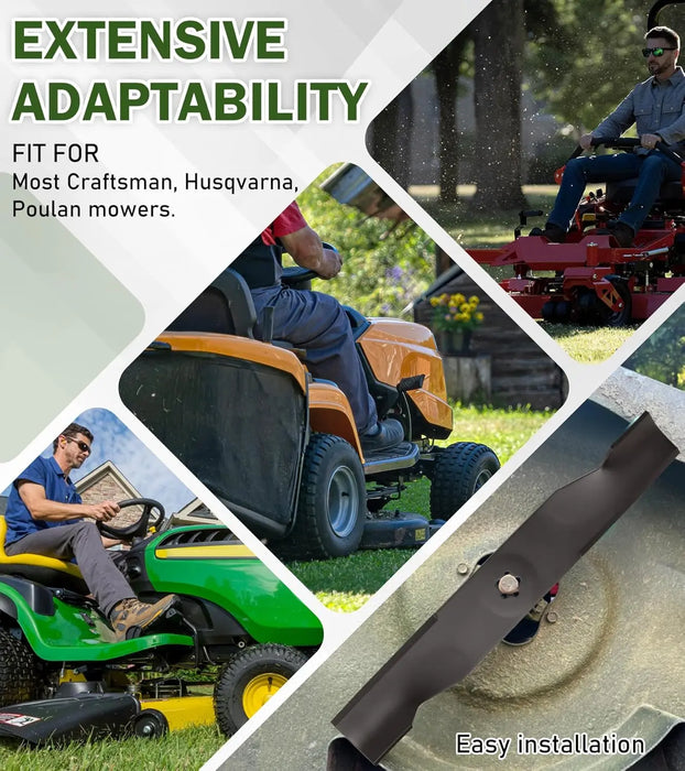 173920 3Pcs Lawn Mower Blades Set Fit for Many 48 in. Husqvarna, Cut Craftsman, Poulan Lawn Mowers Replaces Lawn Mower Parts OEM #'s 180054, PP24005, 532180054, Black-7