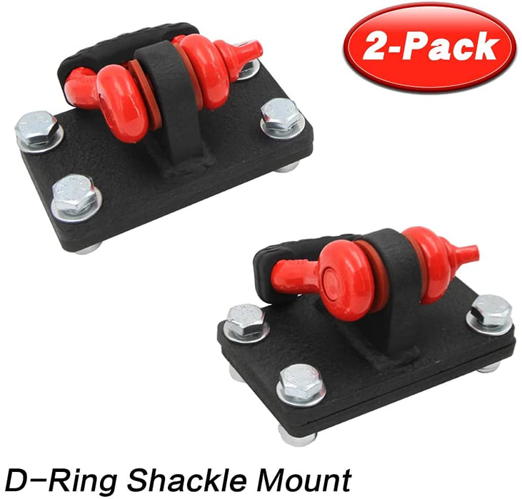 Elitewill D-Ring Shackles Mount with Red D-Rings Black Isolators Bracket Kit (2 Pack) for Jeep Wrangler JK 2007-2017